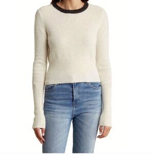 Rag&Bone Lindsay Crew Neck Alpaca Wool Blend Black White Sweater Size S